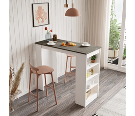 Τραπέζι Bar BROCKLEY Λευκό/Γκρι Με Εφέ Τσιμέντο Μοριοσανίδα 120x51.6x101.8cm