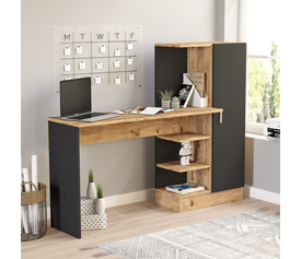 Γραφείο CAMDEN Πεύκο/Μαύρο Μοριοσανίδα 152.3x40x120cm