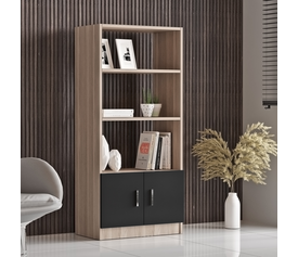 Βιβλιοθήκη EDGWARE Οξιά/Μαύρο Μοριοσανίδα 63.6x37.6x140cm