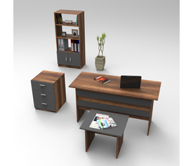 Σετ Γραφείο ELTHAM Baroque/Ανθρακί Μοριοσανίδα 4Τμχ