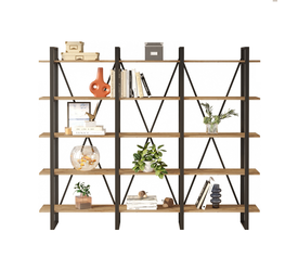 Βιβλιοθήκη FROGNAL Πεύκο/Μαύρο Μοριοσανίδα/Μέταλλο 219.6x29.5x180cm