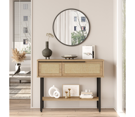 Κονσόλα FULHAM Φυσικό/Μαύρο Μοριοσανίδα/Μέταλλο 29.5x100x76cm