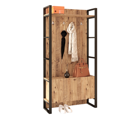 Έπιπλο Εισόδου ABERDEEN Πεύκο/Ανθρακί Μοριοσανίδα/Μέταλλο 90x34x180cm