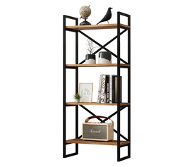 Βιβλιοθήκη  LOTHIAN Πεύκο/Μαύρο Μοριοσανίδα/Μέταλλο 55x30x138cm