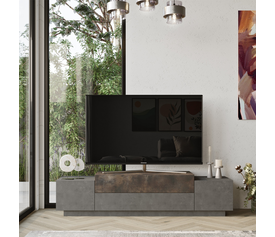 Έπιπλο Τηλεόρασης AYRSHIRE Γκρι Με Εφέ Τσιμέντο/Μπρονζέ Μοριοσανίδα/Μελαμίνη 160x37.3x38.7cm
