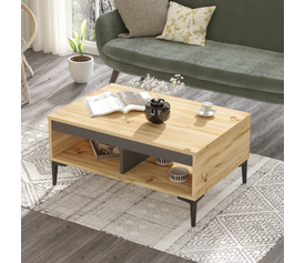 Τραπεζάκι Σαλονιού STIRLING Φυσικό/Ανθρακί Μοριοσανίδα/Μελαμίνη 90x60x40.6cm