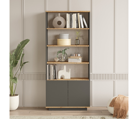 Βιβλιοθήκη CLACK Πεύκο/Ανθρακί Μοριοσανίδα/Μελαμίνη 75.1x26.8x168.3cm