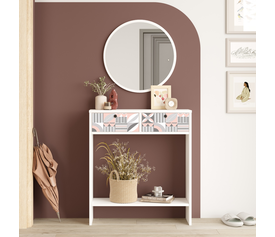 Κονσόλα ORKNEY Λευκό Με Σχέδιο/Πεύκο Μοριοσανίδα/Μελαμίνη 80.4x24.8x90/56x60cm