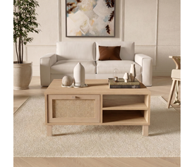 MUSPEL Natural Chipboard/Rattan Coffee Table 90x60x38.6 cm