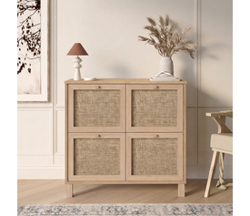 AESIR console table natural particle board/rattan 90x35x85.2 cm