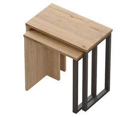 PERCIVAL Side Tables Set of 2 Natural/Black Chipboard/Metal 51x29.5x52.8cm / 44.5x24.5x47.8cm