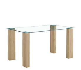 Τραπέζι Τραπεζαρίας ASHMOOR Φυσικό Γυαλί/Ξύλο 140x80x75cm