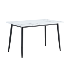 Τραπέζι Τραπεζαρίας IRWELL Λευκό Μάρμαρο/Μαύρο Μέταλλο/Μοριοσανίδα 120x80x75cm