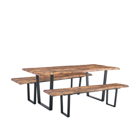 Σετ Τραπεζαρία (2+1) NORTHAM Καρυδί/Μαύρο Μέταλλο/Ξύλο