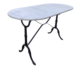 Τραπέζι Κήπου OVALIS Λευκό/Μαύρο Μάρμαρο/Μέταλλο 120x60x71cm