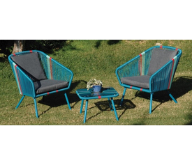 Καθιστικό Σετ String Με Μεταλλικό Σκελετό, 3 Τεμαχίων 63.2X70X77.5 ΜΠΛΕ