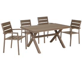 Τραπεζαρία Pollywood Με Σκελετό Αλουμινίου Σέτ 5 Τεμαχίων 150x90x74cm