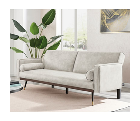 CLICK Καναπές - Κρεβάτι Σαλονιού - Καθιστικού, Ύφασμα Suede Εκρού