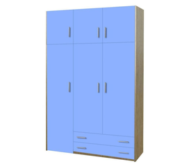 Παιδική ντουλάπα τρίφυλλη με πατάρι σιέλ