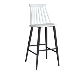 LAVIDA Σκαμπό BAR με Πλάτη, Μέταλλο Βαφή Μαύρο, PP Άσπρο