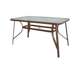 RIO Τραπέζι Κήπου - Βεράντας, Μέταλλο Βαφή Καφέ, Γυαλί