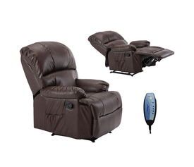 SPACE Πολυθρόνα Massage Σαλονιού - Καθιστικού, PU Καφέ