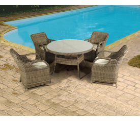 Τραπεζαρία Rattan Σέτ 5 Τεμαχίων Με Αλουμίνιο Σκελετό Φ120x75cm