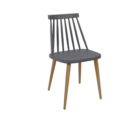 LAVIDA Καρέκλα Τραπεζαρίας Κουζίνας, Μέταλλο Βαφή Φυσικό PP Ανθρακί