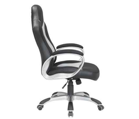 ΚΑΡΕΚΛΑ ΓΡΑΦΕΙΟΥ GAMING ΜΕ ΜΠΡΑΤΣΑ - ΕΠΙΦΑΝΕΙΑ: PU PVC  ΜΑΥΡΟ-ΓΚΡΙ