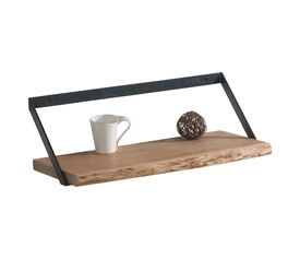 WALL-2  Ράφι Τοίχου Μέταλλο Βαφή Μαύρο, Ξύλο Ακακία Φυσικό