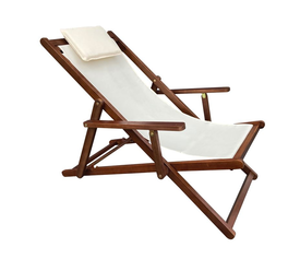 Σαιζ-Λόνγκ - Ξαπλώστρα με Μπράτσα 3 Θέσεων Acacia - Ύφασμα Εκρού Water Repellent