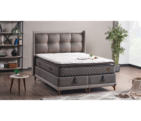 ΚΡΕΒΑΤΙ (VALERON) ΜΕ ΑΠΟΘΗΚΕΥΤΙΚΟ ΧΩΡΟ ΧΡΩΜΑ ΜΠΕΖ-ΚΑΦΕ ΓΙΑ ΣΤΡΩΜΑ 160*200