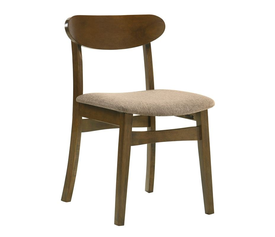 DOM Καρέκλα Τραπεζαρίας Απόχρωση Καρυδί, Ύφασμα Καφέ