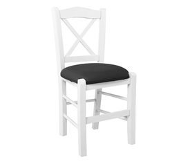 METRO Καρέκλα Οξιά Βαφή Εμποτισμού Άσπρο Κάθισμα Pu Μαύρο