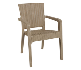 LORA Πολυθρόνα Κήπου Στοιβαζόμενη, PP (Rattan Look) Απόχρωση Cappuccino