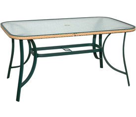 ΤΡΑΠΕΖΙ ΠΡΑΣΙΝΟ ΑΛΟΥΜΙΝΙΟΥ ΚΗΠΟΥ ΜΕ ΓΥΑΛΙ L120XW70XH71cm