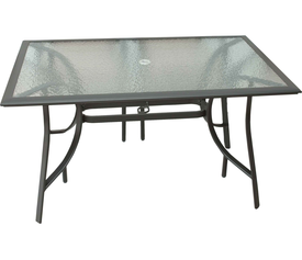 ΤΡΑΠΕΖΙ ΑΛΟΥΜΙΝΙΟΥ ΚΗΠΟΥ VELCO ΑΝΘΡΑΚΙ  ΜΕ ΓΥΑΛΙ L145xW85xH73cm