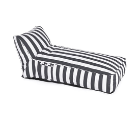 TACO MAX Πουφ Ξαπλώστρα Ανάκλιντρο, 100% Αδιάβροχο Ύφασμα Ριγέ Άσπρο/Γκρι