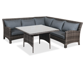 Γωνιακό Καθιστικό Σέτ Rattan 4 Τεμαχίων ,Με Αλουμίνιο Σκελετό