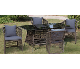 IPANEMA Τραπεζαρία Αλουμινίου Με Κορδόνι Σέτ 5 Τεμαχίων 160x90cm