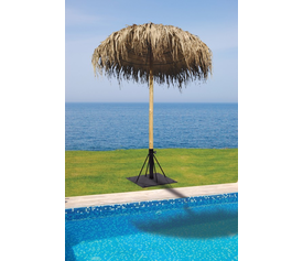 Στρογγυλή Ψάθινη Ομπρέλα Με Ξύλινο Κορμό Φ200x300cm