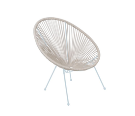 ACAPULCO Πολυθρόνα Μέταλλο Βαφή Άσπρο, Rattan Άσπρο