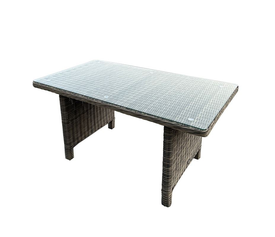 ARIZONA Τραπέζι Dining Βεράντας - Κήπου ALU, Wicker Grey Brown, Γυαλί Tempered 5mm