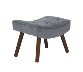 ALMA Σκαμπό - Υποπόδιο, Ύφασμα Velure Γκρι, Πόδια Καρυδί, K/D