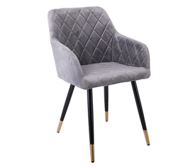 RENA Πολυθρόνα Μέταλλο Βαφή Μαύρο, Ύφασμα Velure, Απόχρωση Γκρι