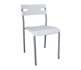 SWIFT Καρέκλα Στοιβαζόμενη Μέταλλο Βαφή Silver, PP Άσπρο