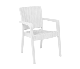 LORA-Pro Πολυθρόνα Στοιβαζόμενη, PP (Rattan Look) Απόχρωση Άσπρο