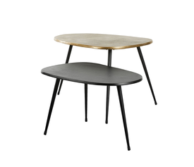 CURVE COFFEE TABLE SET 2ΤΕΜ ΜΑΥΡΟ BRASS 70x49x47