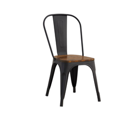 RELIX Wood Καρέκλα Μέταλλο Βαφή Μαύρο Extra Matte, Κάθισμα Dark Oak, Στοιβαζόμενη