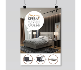 HARMONY ΚΡΕΒΑΤΙ ΜΕ ΑΠΟΘΗΚ. ΧΩΡΟ ΚΑΙ ΣΤΡΩΜΑ MUSHROOM 05-780 207x174x126.5